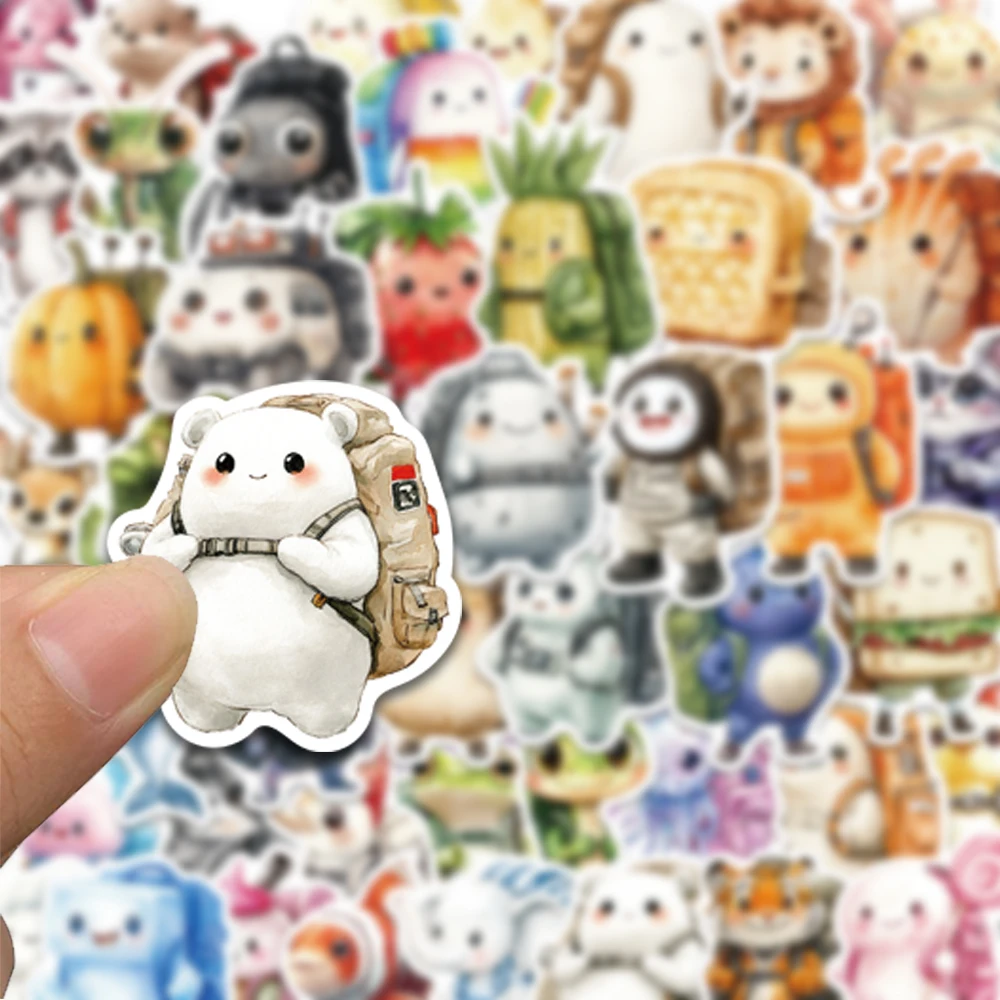 50PCS character with backpacks stickers, suitable for decorating phone cases, thermos cups, computers, waterproof stickers