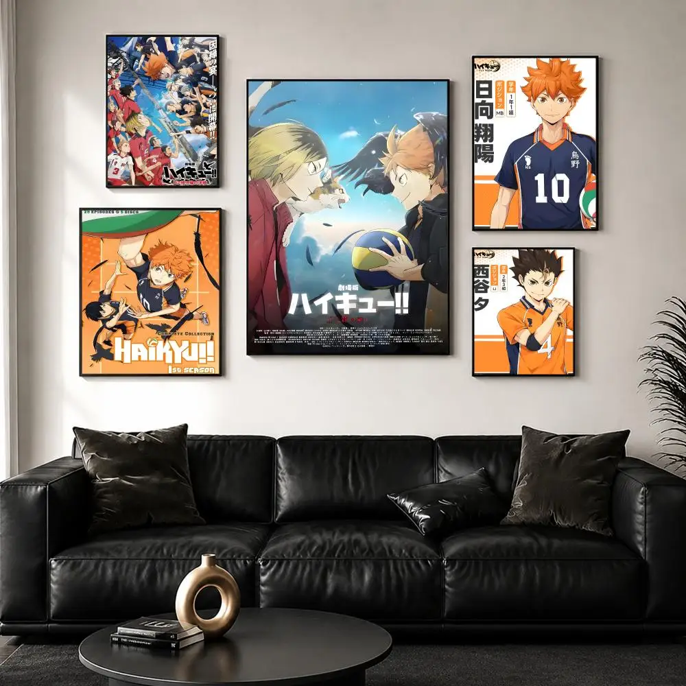 Anime H-Haikyu Poster Wall Poster Self-adhesive Waterproof for Bedroom/e-sports Room Family Life Pet Anime
