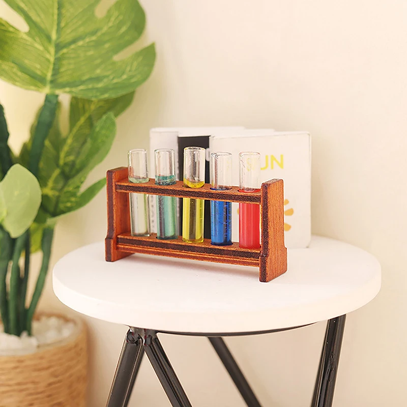 1세트 1:12 인형집 미니어처 컬러 시험관 및 랙 모델 실험실 장식 장난감 인형집 액세서리