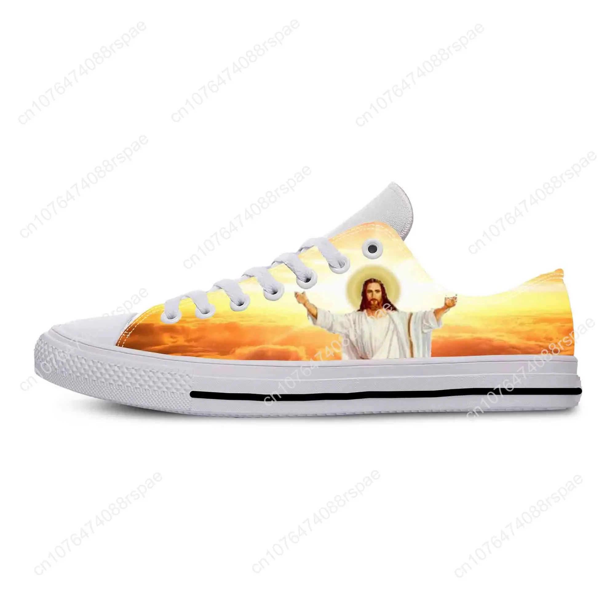 Gesù cristo croce cristiana dio fede religione scarpe di stoffa Casual Low Top comode e traspiranti stampa 3D uomo donna Sneakers