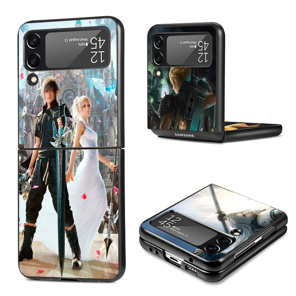 Final Fantasy Anime Phone Case For Samsung Galaxy Z Flip3 Flip4 Flip5 Flip6 PC Shell For Z Flip 3 4 5 6 Hard Folding Art Cover