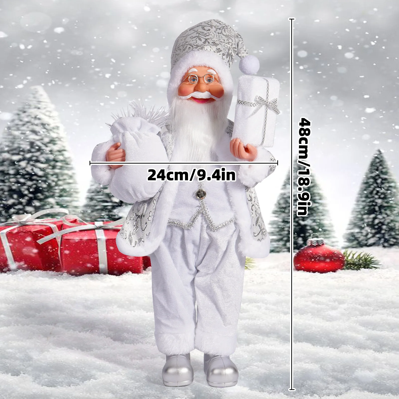 silver-white 46cm Large Plush Santa, The Ultimate Gift Guardian Under The Tree, Instant Festive Vibes