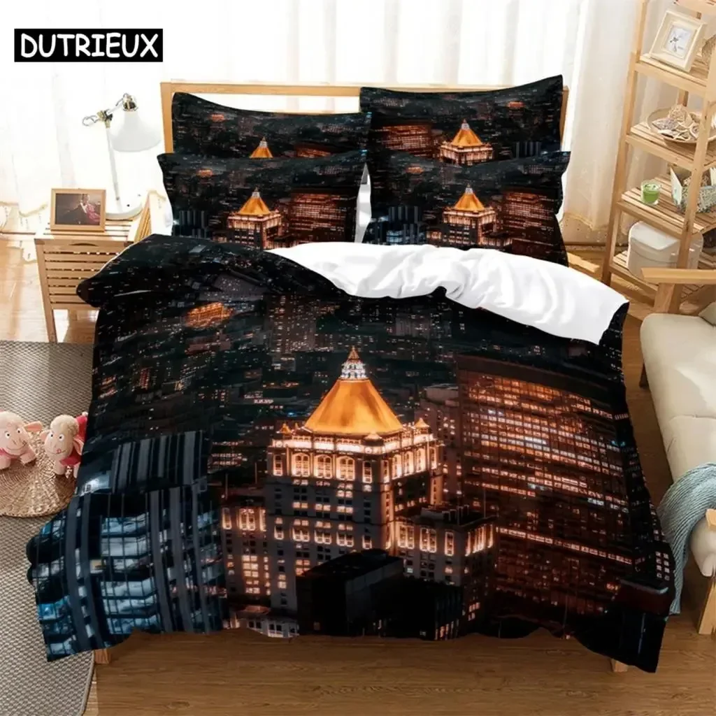 City night view Supplies Set Duvet Cover Set Bedding Sets For Adults Bed With Pillowcases No Filling Luxury Birthday Gifts