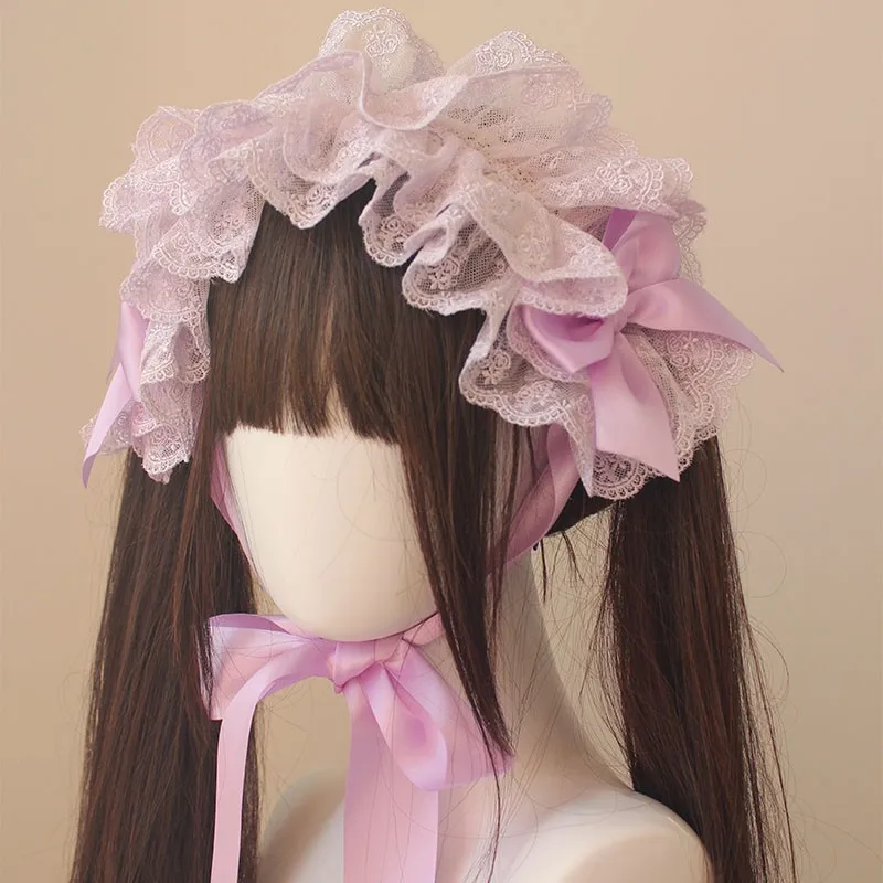 Wielowarstwowe Koronkowe Opaski do Włosów Spinka do Włosów Harajuku Gotyk Lolita Ręcznie Robiona Opaska na Głowę Dziewczęca Obręcz do Włosów Akcesoria do Włosów Cosplay