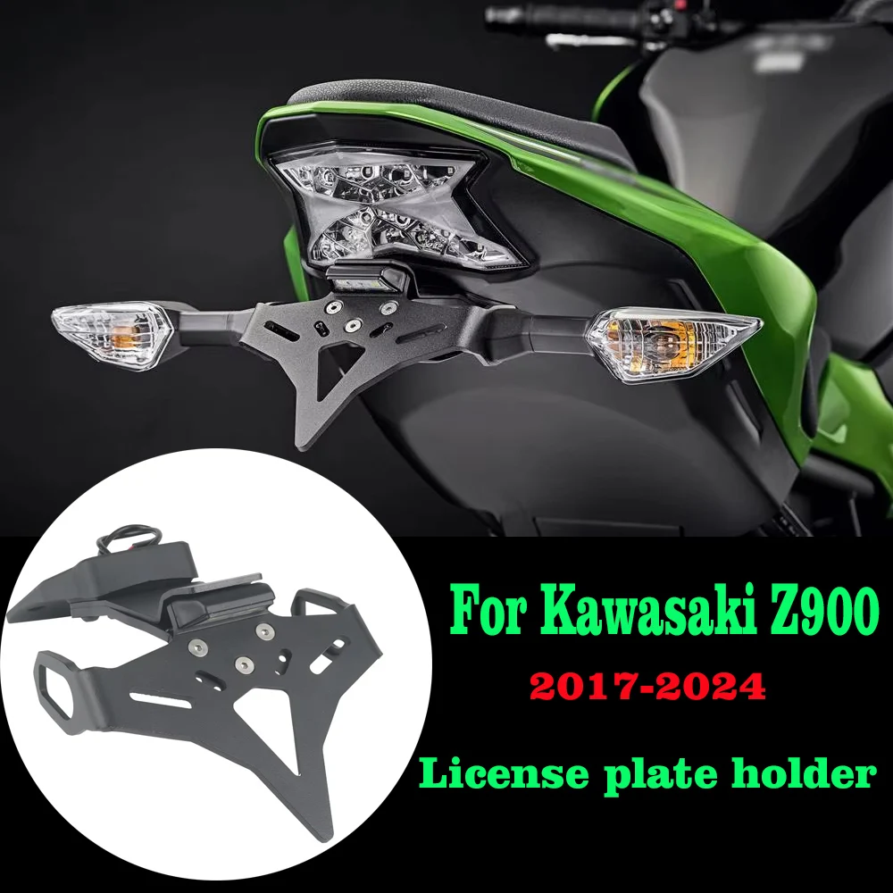 

Motorcycle For Kawasaki Z900 Z 900 2017 - 2024 License Plate Holder Tail Light Bracket Rear Short Taillight Mount Number Plate