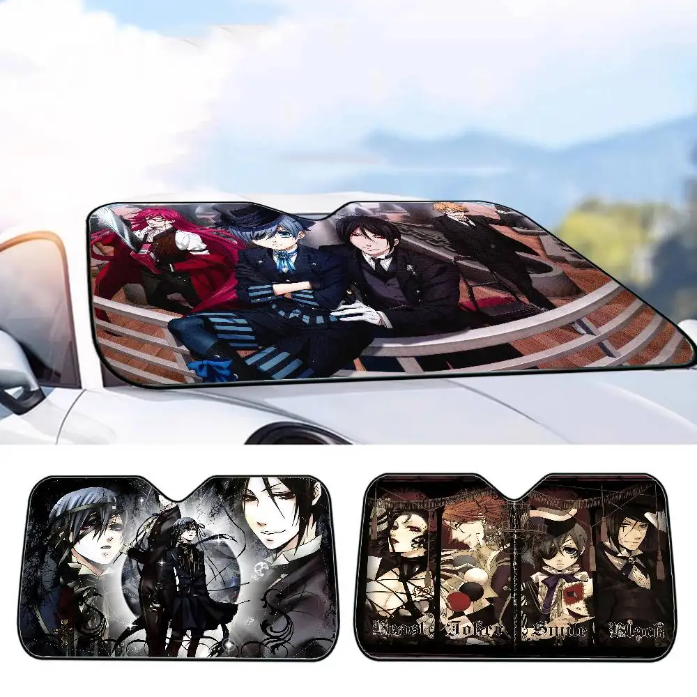 

B-Black Butler Car SunShade Car Sunshade Window Sunshade Sunblock Front Windshield Hood Interior Front Baffle Double Sunshade