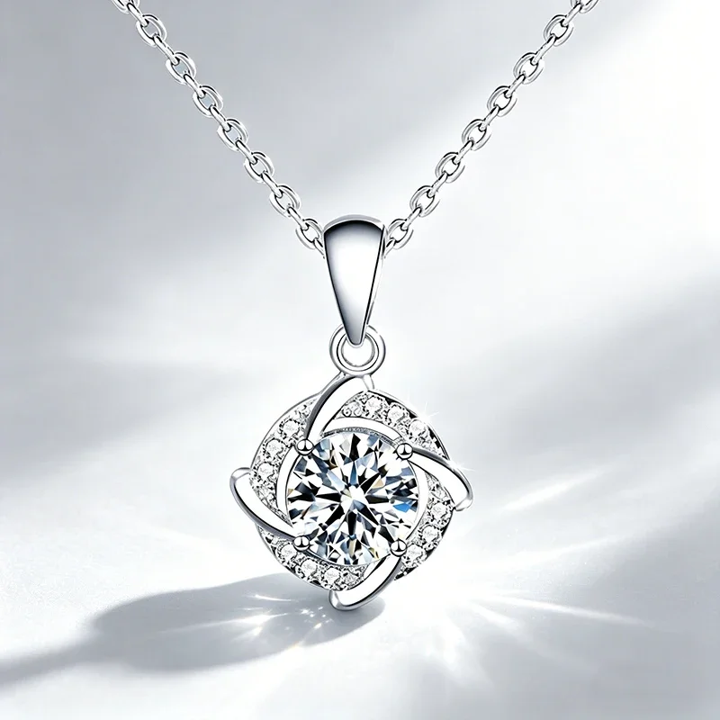 1CT Moissanit S925 Sterling Silber Schmuck mit GRA-Zertifikat Anhänger 1 Karat Halskette Großhandel D VVS Farbe Moissanit Damen – Detail 11