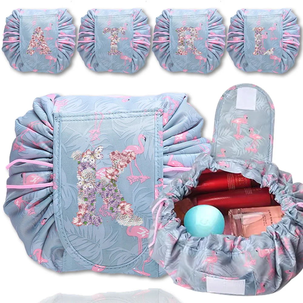 

Makeup Bag Women Drawstring Cosmetic Bag Travel Cosmetics Organizer Rose Flower Printing Series Waterproof Toiletry Beauty Case