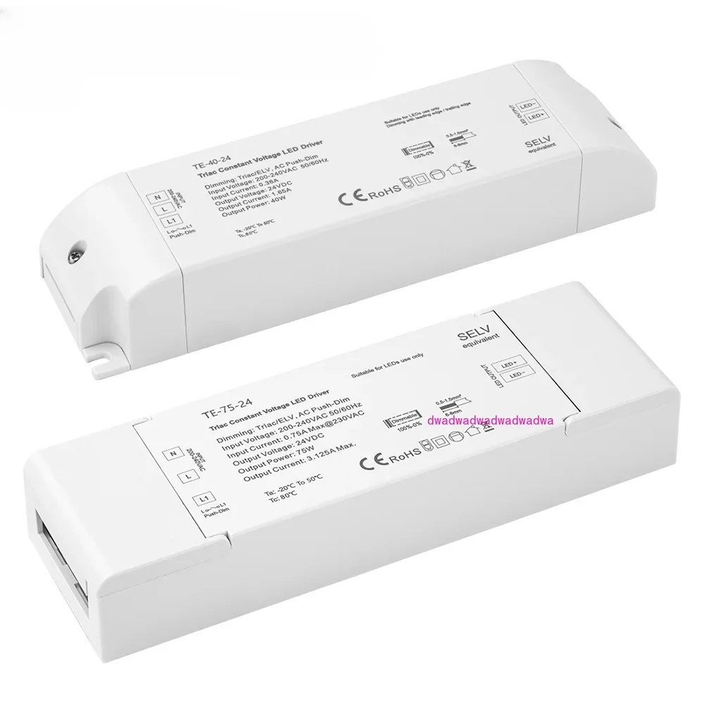 Triac LED Driver Constant Voltage Dimmer AC200V AC240V to DC24V 40W 75W Transformer Adapter FCOB Strip Light Dimming White IP20