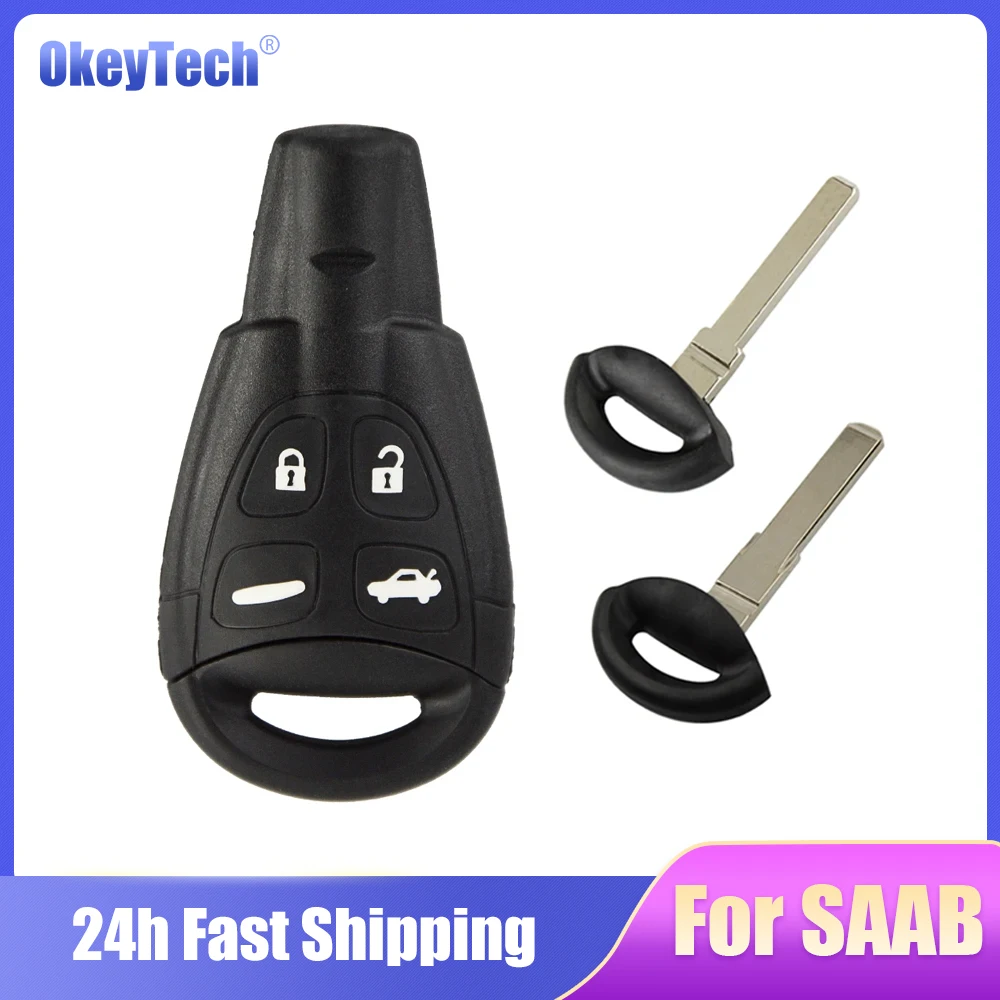 

OkeyTech 4 Button Remote Car Key Shell For SAAB 93 95 9-3 9-5 WF 2003-2007 Auto Key Accessories With Uncut Blade