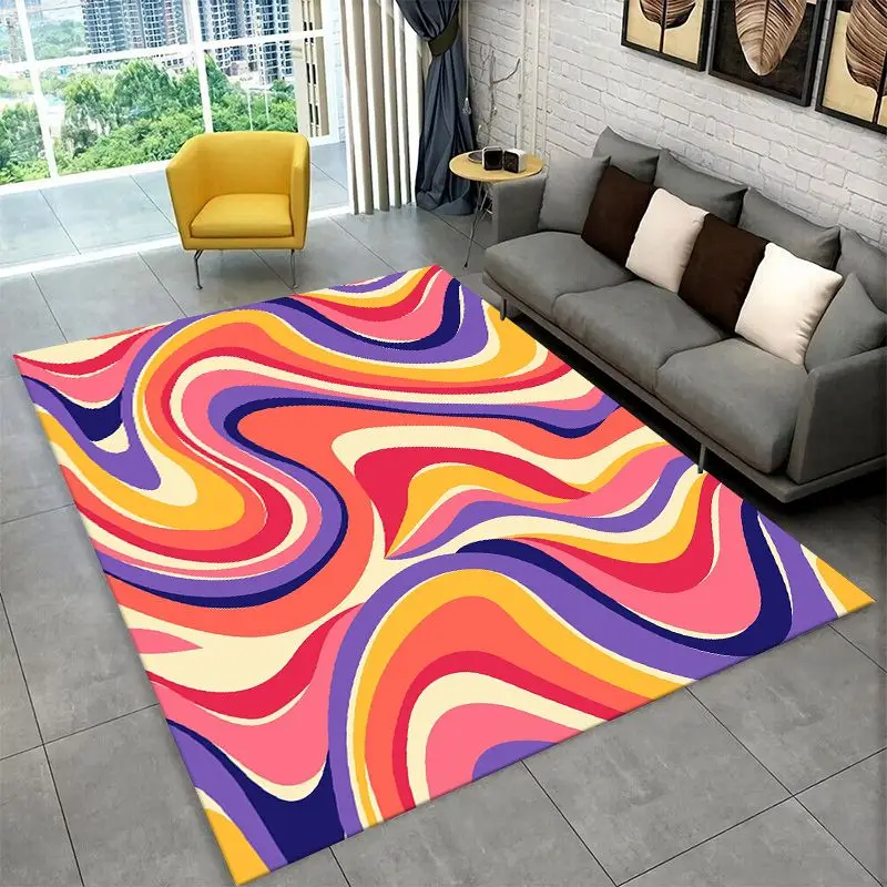 Fashion Rainbow Colour Scenery Large Area Rug Non-slip Durable Carpet for Bedroom Living Room Sofa Doormat Home Decor Floor Mat