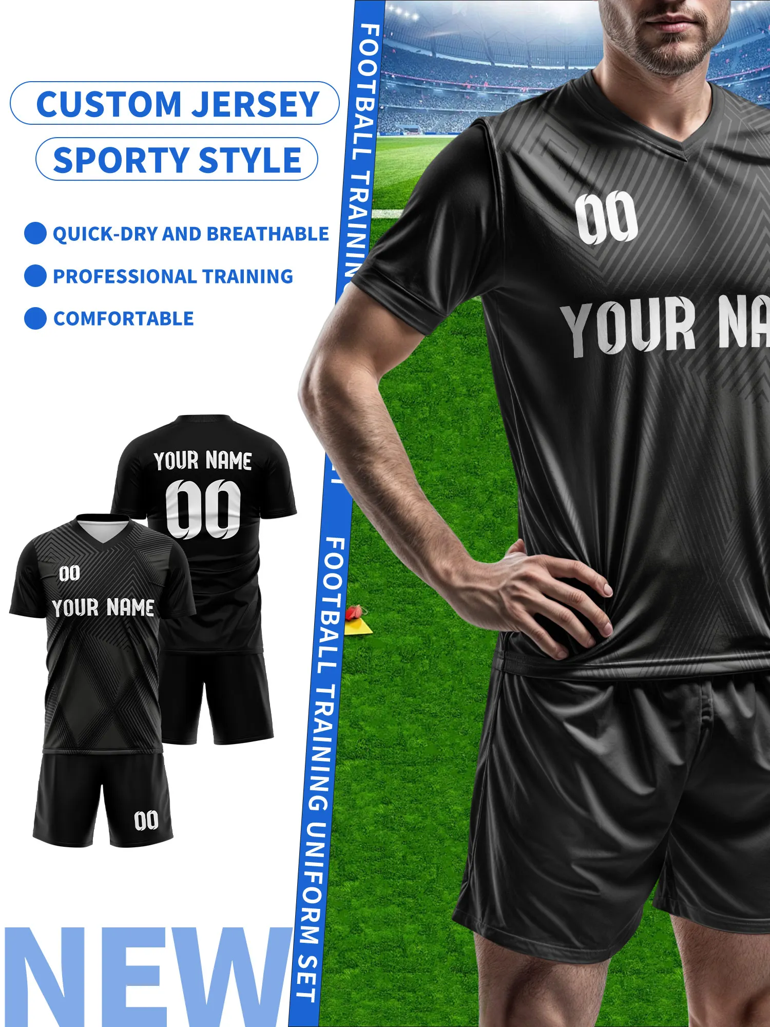 

2026 Men's and Women's Customized Name and Number Sports V-Neck Jerseys, Quick-Drying, Fashionable, Sublimation Technology