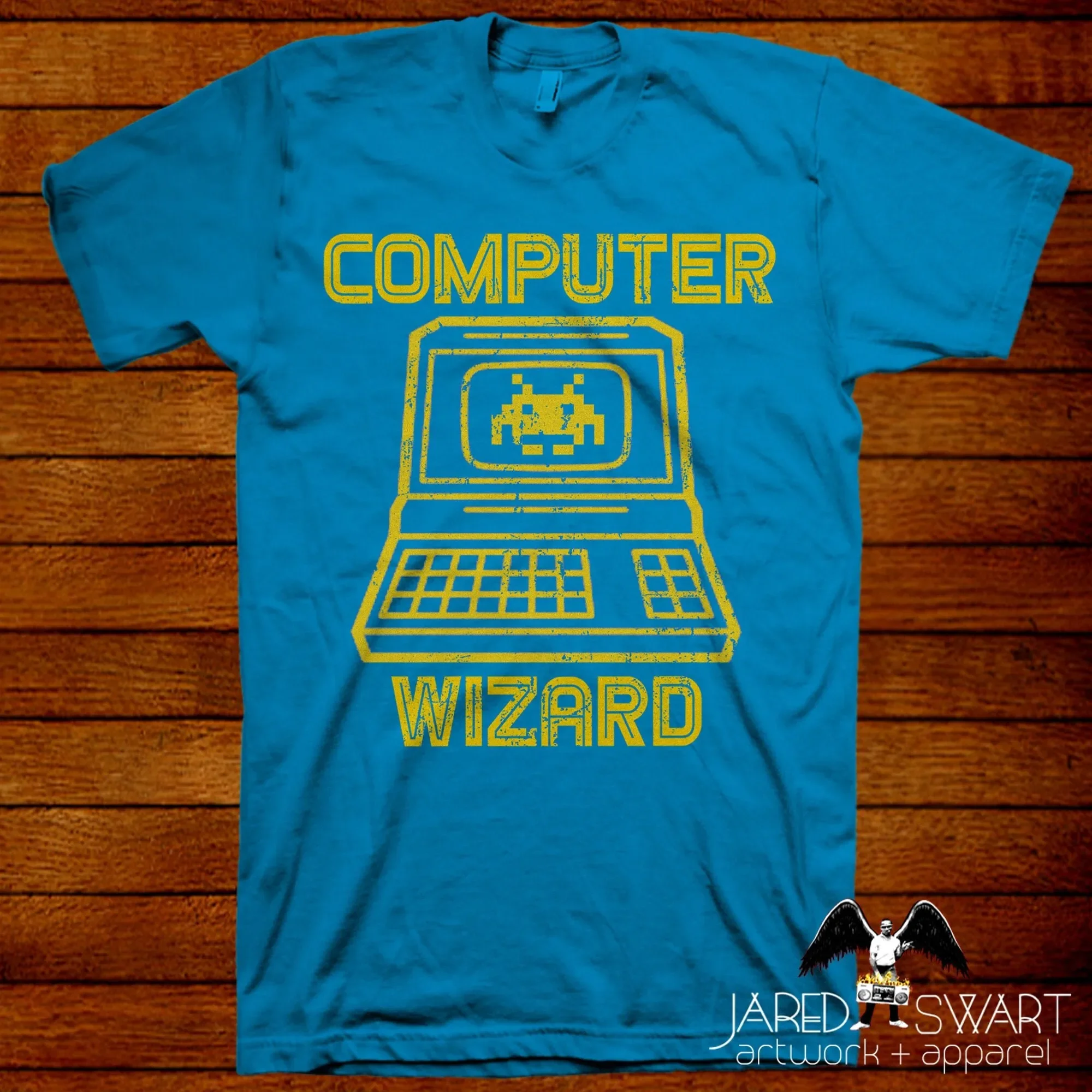 Retro 80 s T shirt Computer Wizard Sizes M L XL 2XL 3XL 4XL 5XL also in ladies fit