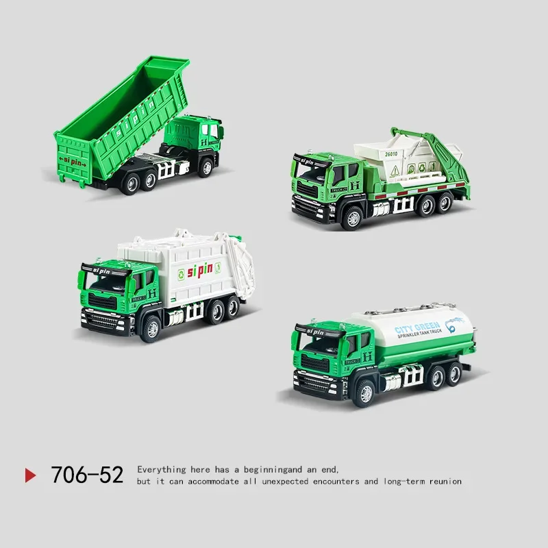 

Die Cast Metal Garbage Truck Toy | Lift Dump Bed Engineering Vehicle Model for Boys