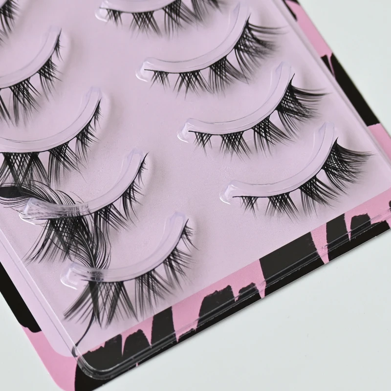 5 Pairs Fox Eye Lashes 5-12mm False Eyelashes Natural Eyelash Extension Cat Eye Eyelashes Anime Effect Makeup Lash