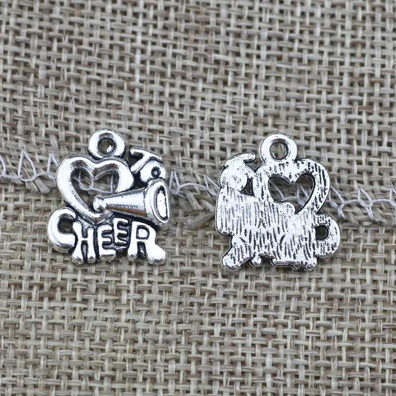 10 Pieces/Lot 16mm*18mm Antique Silver Plated Metal Cheer Charm Cheering Squad Charms For Jewelry Making