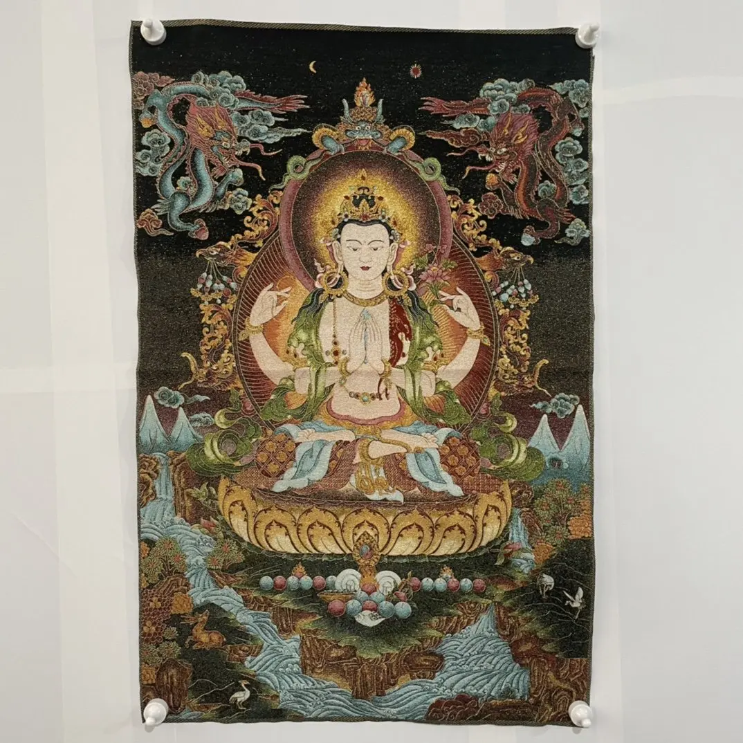 Diamond Embroidery Buddhist Avalokitesvara Buddha Portrait Mural Cross Stitch Four-armed Avalokitesvara Buddha Canvas Painting W