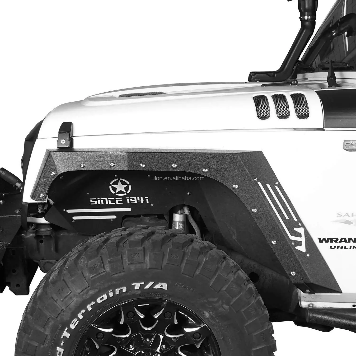 

JK Front & Rear Fender Flares fit 2007-2018 Jeep Wrangler JK 2/4 Doors, Off-Road Steel Wheel Flares Liner 4 PCS