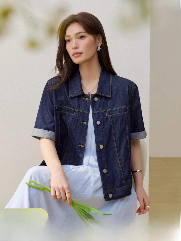 

Stylish Deep Blue Denim Jacket Versatile for plus Size Women Retro Fashionable Open Cardigan Summer New Arrival Korean Style ...
