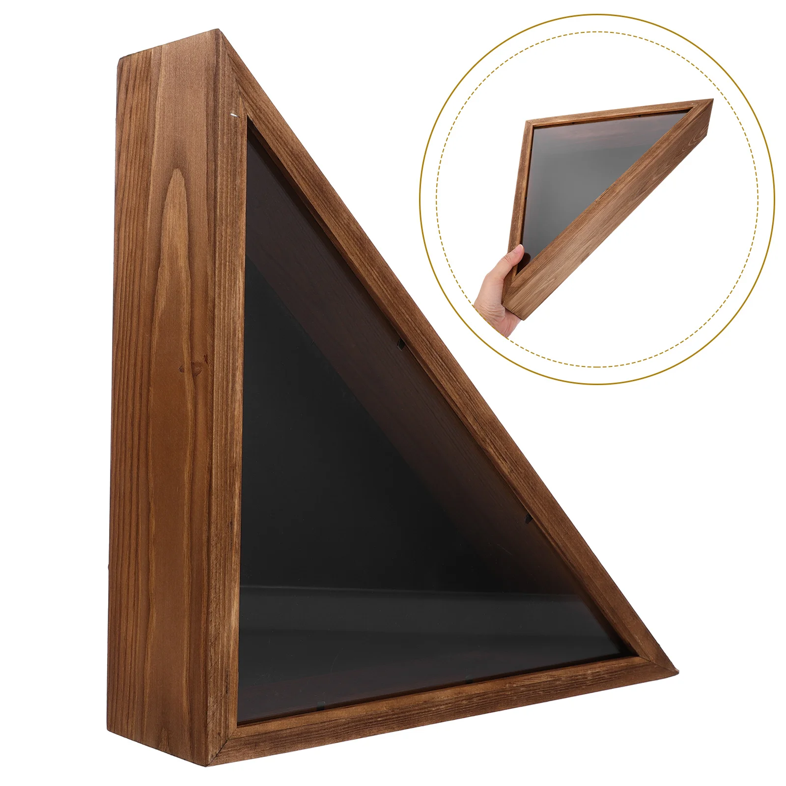 

Flag Storage Box Triangle Case Watch Display Stand Football Boxes for Burial Holder Wood Use Man Mini Soccer