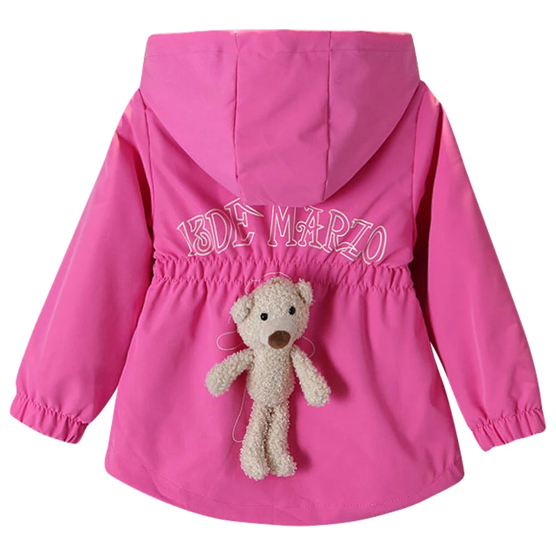 Girls baby girl windbreaker jacket kids flower embroidery long sleeve hooded windbreaker jacket autumn spring child jacket