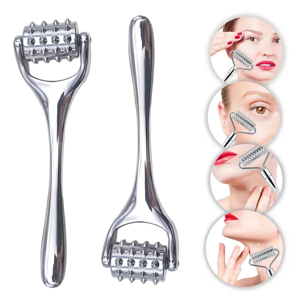 1pcs Stainless Steel Pointed Roller Spatula Massage Ball Stone Face Roller Massager To Improve Neck Facial Beauty Skin Care Tool