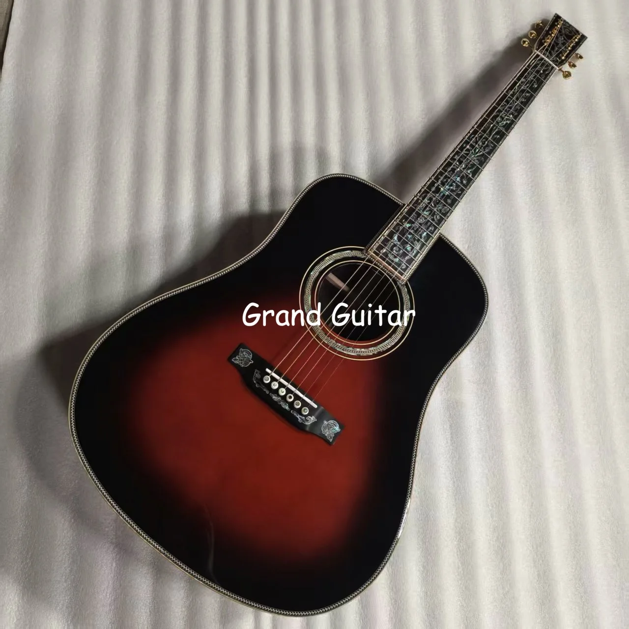Custom 41 Inch Tobaccoburst SOLID Indian Rosewood Back Side Dreadnought Folk D50Classic Acoustic Guitar