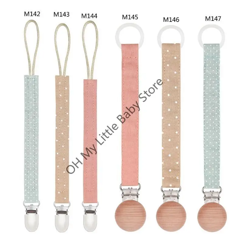 M76C حامل مصاصة من القطن والكتان 6 ألوان حلقات التسنين للأطفال مشابك للأولاد حزام التسنين لحديثي الولادة ملحقات