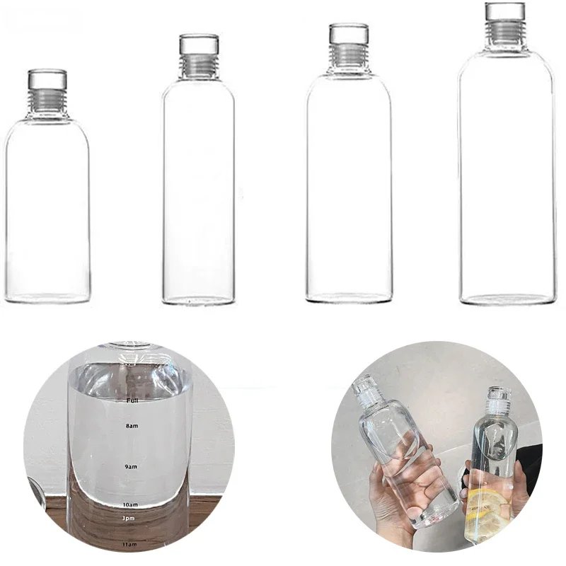 

Large Capacity Glass Water Bottle with Time Marker Simple Milk Cup Birthday Gift Transparent Bottle with Lid for Water Drink