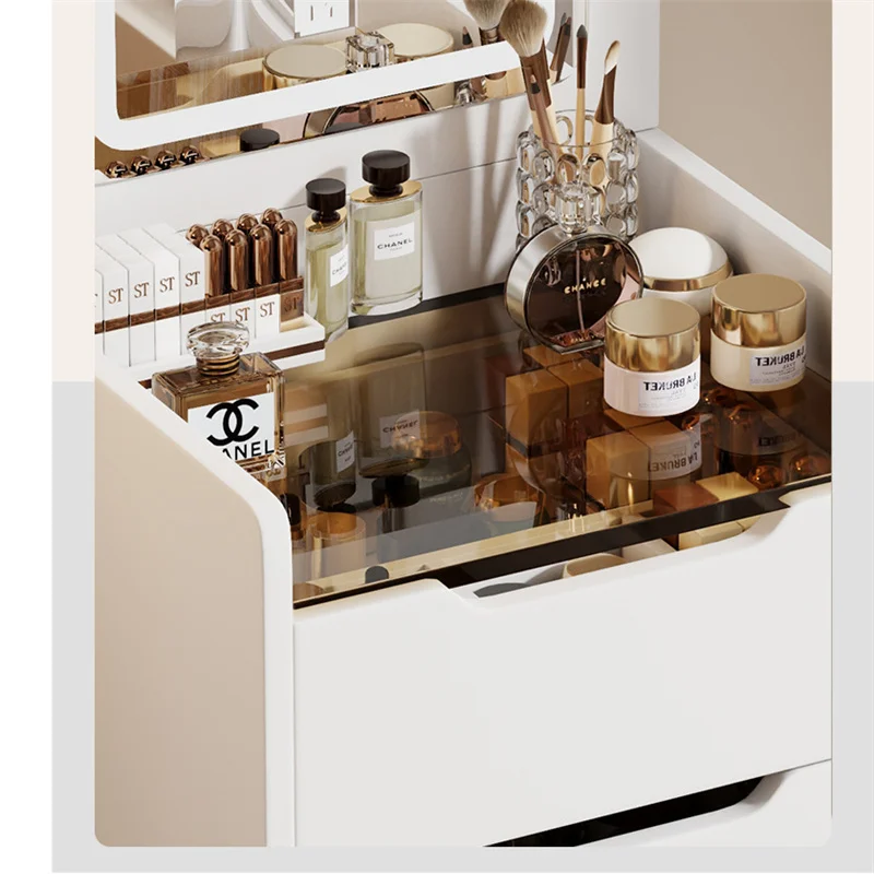 خزانة تخزين ومقعد، وطاولة زينة، وطاولة زينة بغرفة النوم متعددة الوظائف من الكريمي