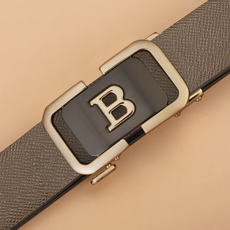 

Casual Fashion Coffee B Letter Belt Men's Automatic Buckle High Quality Luxury Famous Brand wide Belt Croskin Cintos Masculinos