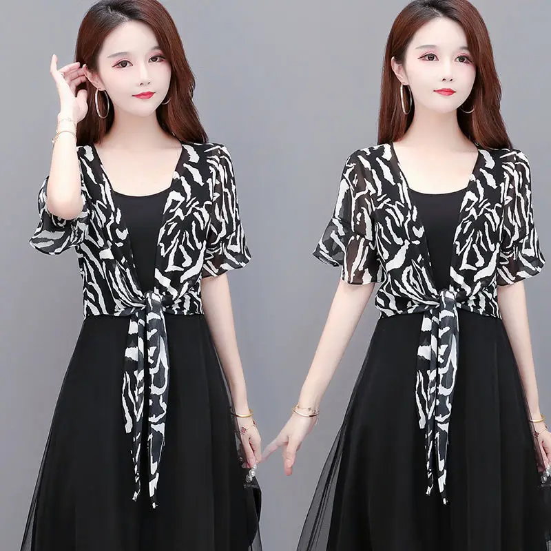 

Printed Summer ort Sve Sun Protection irt Women's awl Lightweight Chiffon Outerwear V-ne Tie-dye Loose Fit