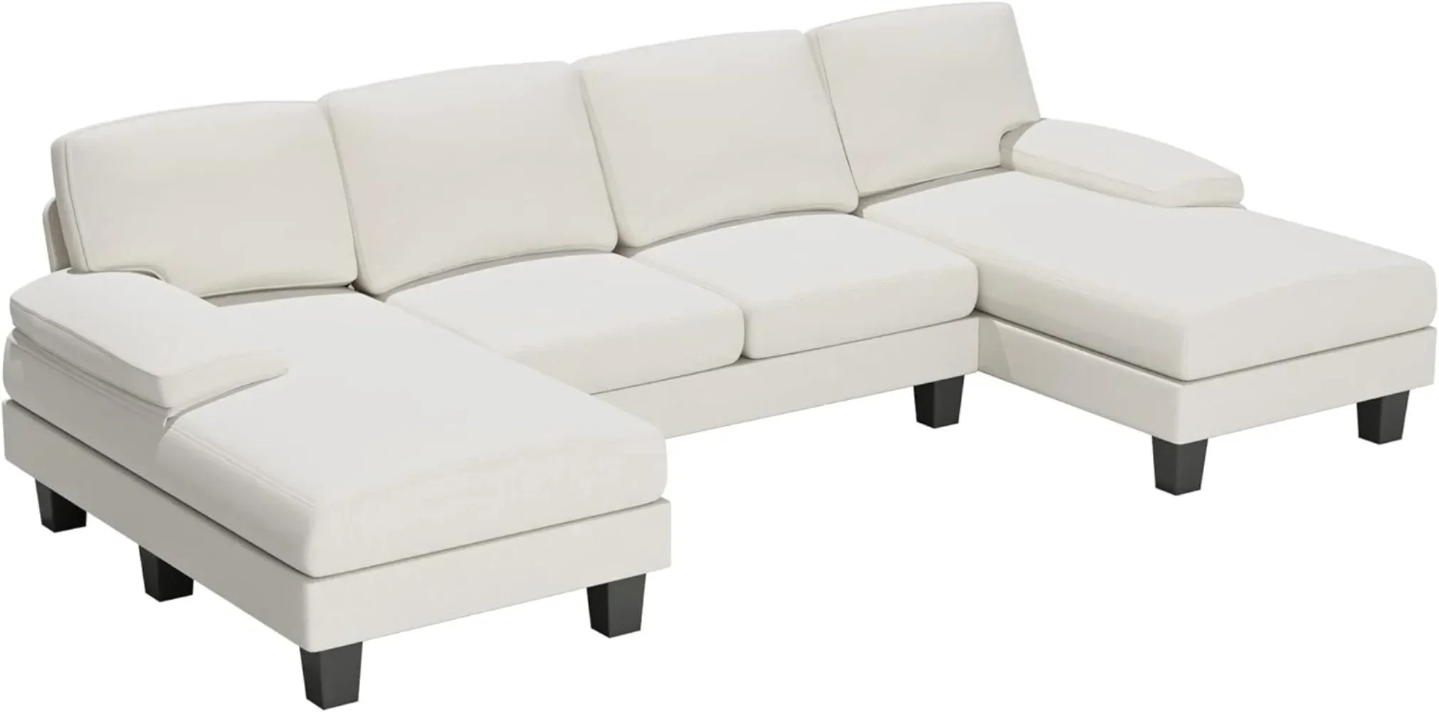 Convertible Sectional Sofa Couch, Modern Fabric U-Shaped Living Room Furniture Set, 4-Seat Sectional Sleeper Sofa