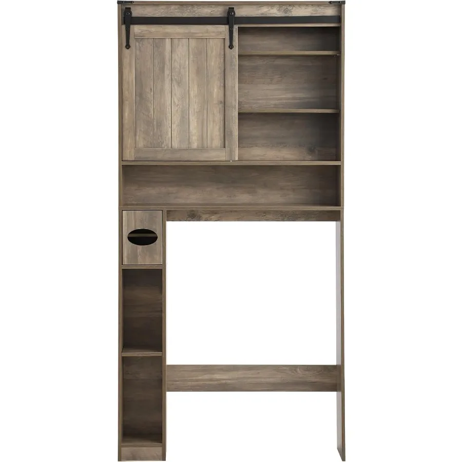 خزانة تخزين فوق المرحاض، رف الحمام فوق منظم الحمام، رف موفر للمساحة مع رف قابل للتعديل، حظيرة رمادية #3