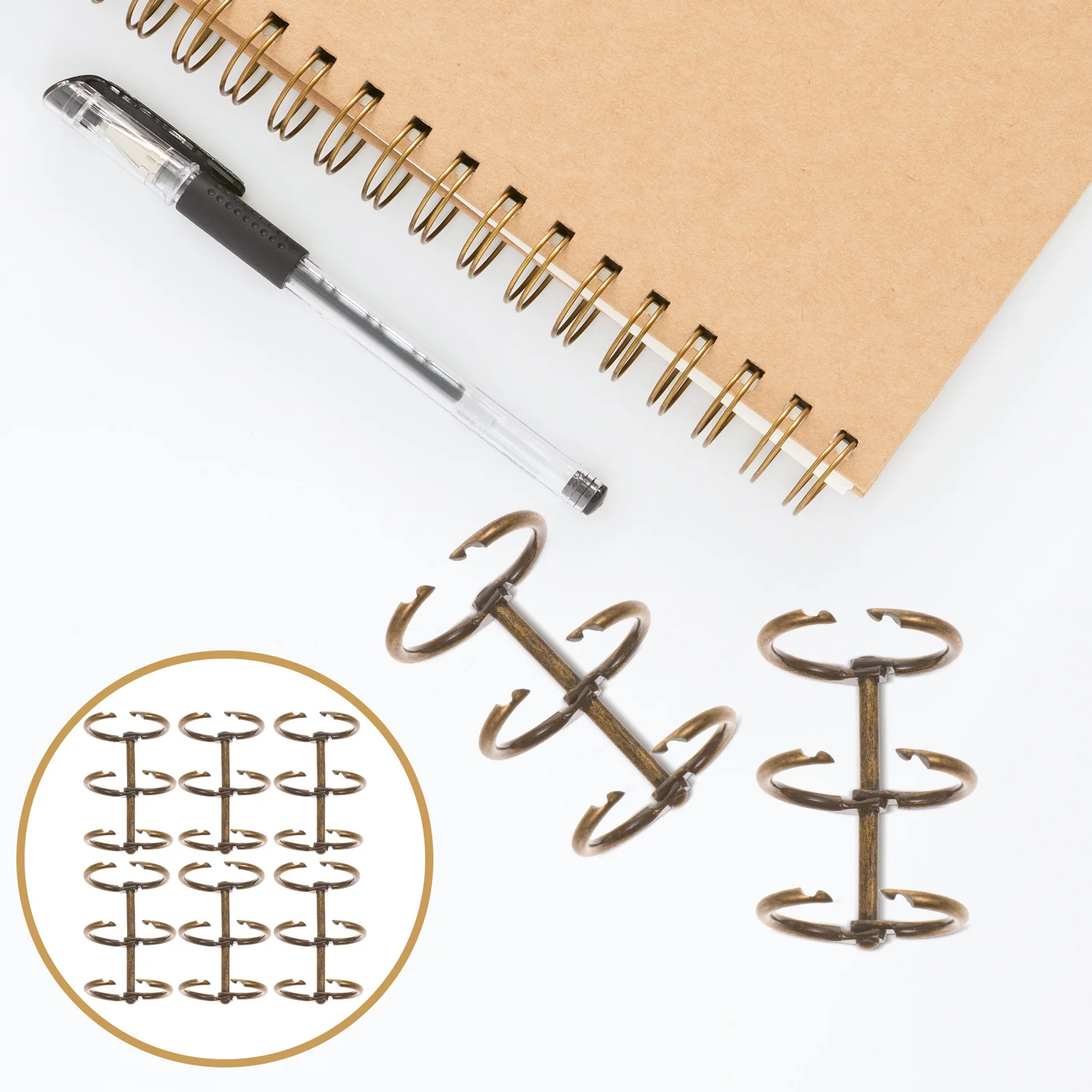 6pcs Metal Binder Rings Premium Alloy Three-Hole Segmented Snap For Office School Diy Notepad Scrapbook Stationery File