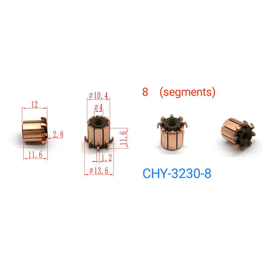 1Pcs 10.4 X 4 X11.6（12) Mm 8P Teeth Copper Hook Type Electrical Motor Commutator Automation Motors CHY-3230-8 Commutator Tools