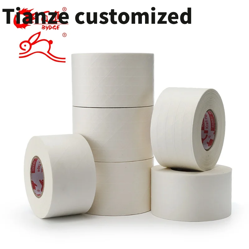 10 pieces.custom.Factory price packing white brown color reinforced kraft paper gummed tape personalised kraft tape