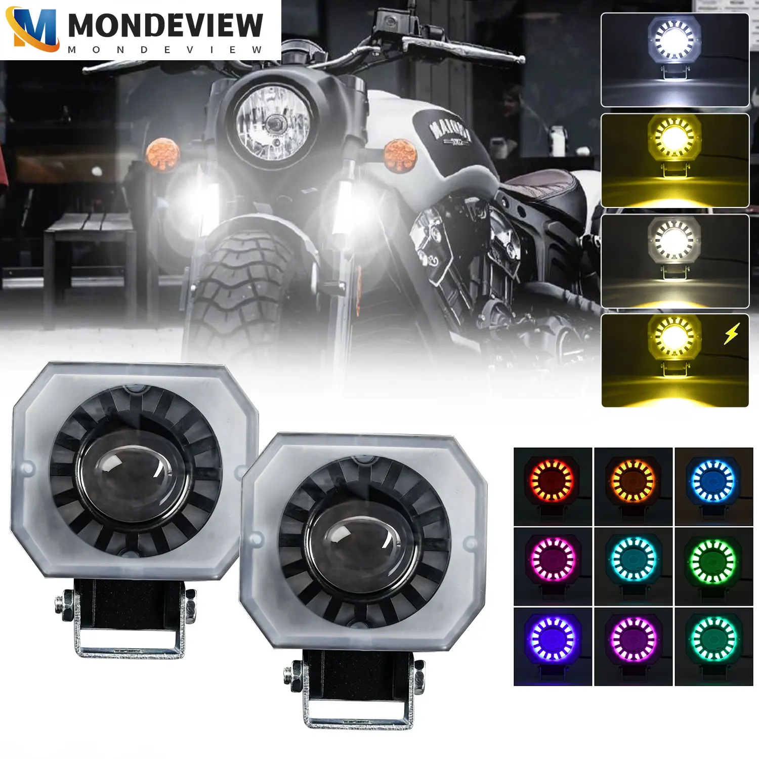 MONDEVIEW SD5 Colorful Sunflower Motorcycle Spotlight 6000K 9500LM 260W Suitable for Jeep4x4 SUV Truck ATV Ship