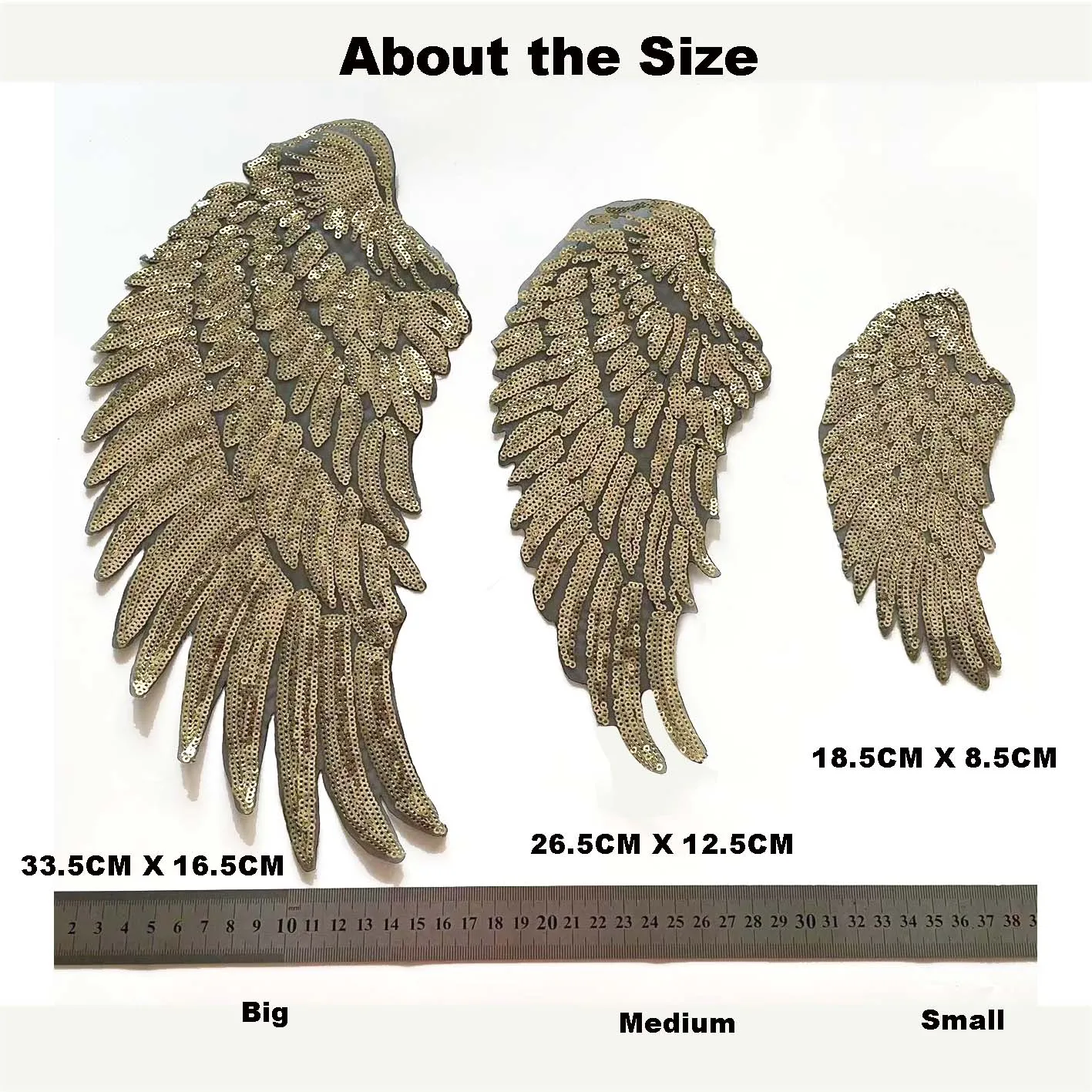 1Pair=2PC/ Feather Wing Sequin Applique Iron On Patches,Thermoadhesive Stickers Angel Wings Designs Decoration For Clothing kids