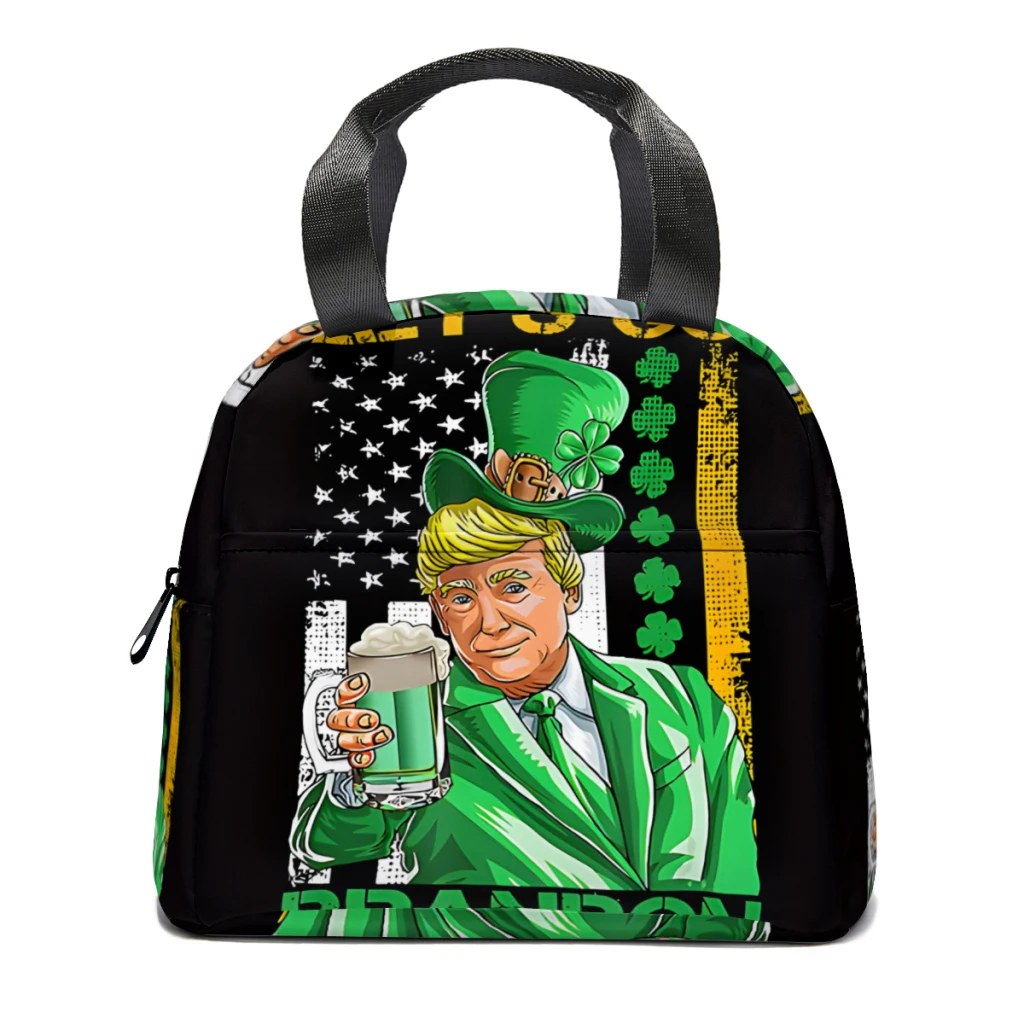 

Lets Go Brandon St Patricks Day Trump American Flag Shamrock Lunch Box Women Multifunction Cooler Thermal Food Insulated