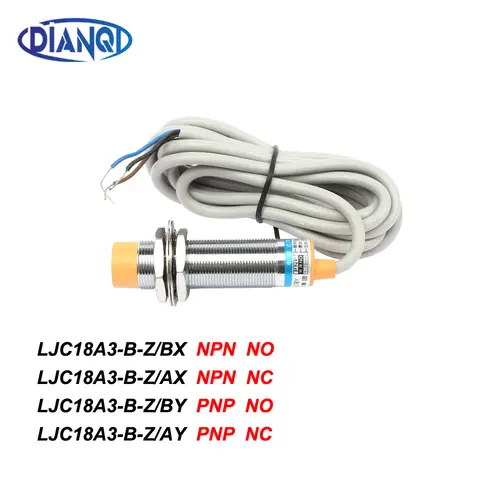DIANQI 커패시턴스 근접 센서 LJC18A3-B-Z/BY, 직경 18mm, 감지 거리 10mm, DC 6-36V, PNP 3WIRE NO 센서 스위치