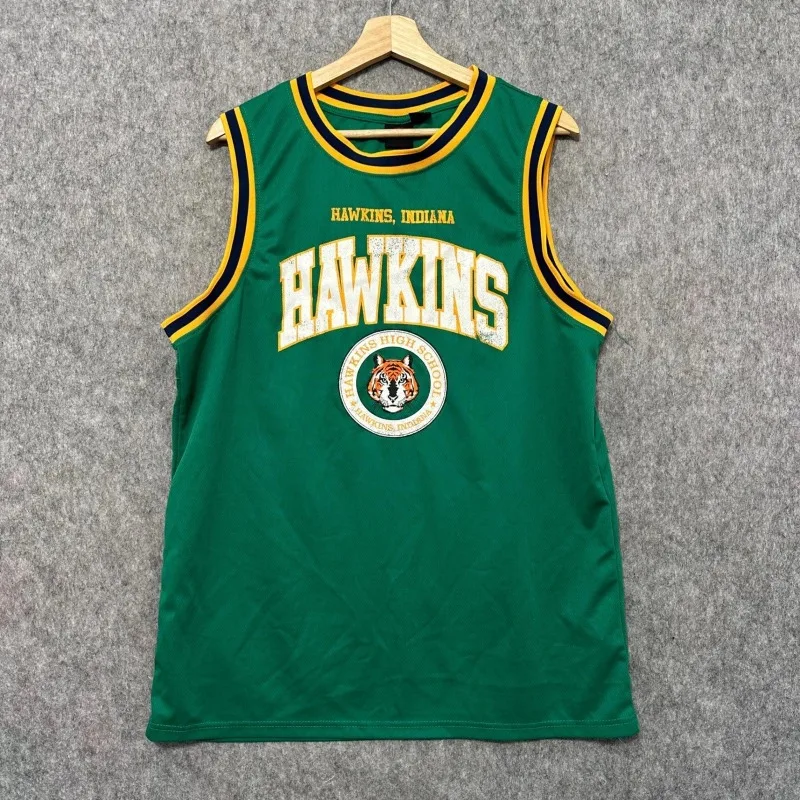 Camiseta de Basquete da Escola Secundária Hawkins Indiana, Camiseta Masculina Estilo Tigre