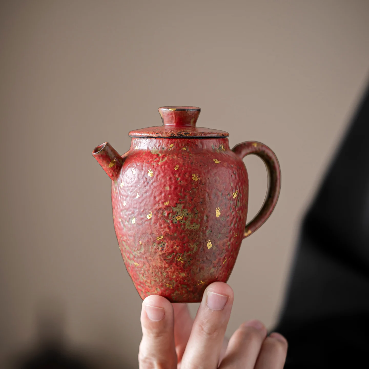 Shangqi General Pot Ceramic Tea Kettle Gold Splashed Rustic Porcelain Gongfu Tea Set for Home Use Chinese Restaurant Supplies