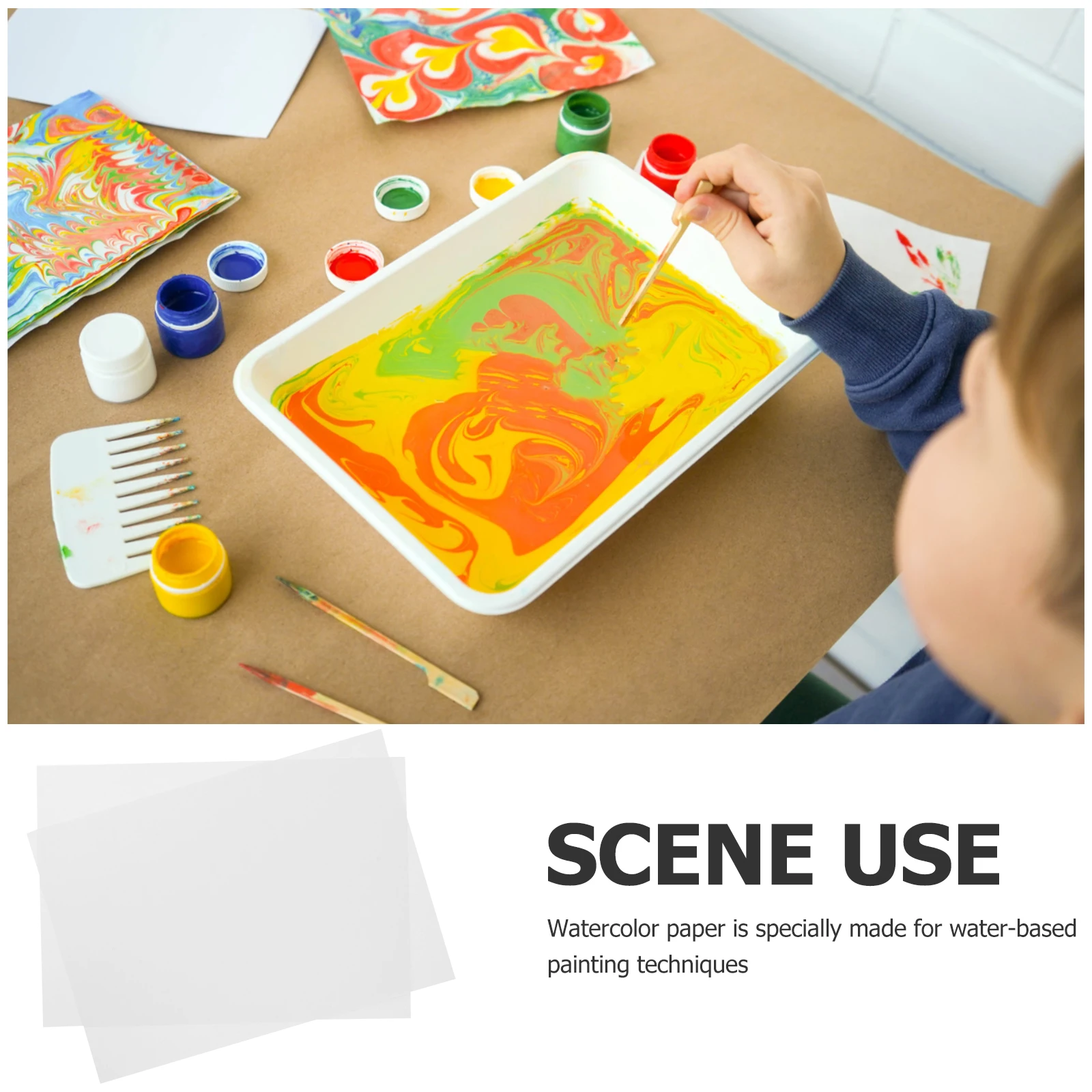 

5pcs 50 Sheets Water Drawing Paper for Kids Large Marbling Craft Bulk Marble Painting DIY Creative Children Project