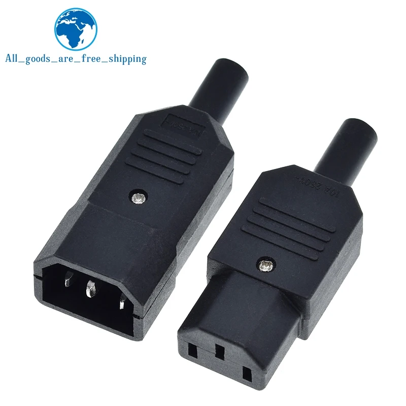 IEC Straight Cable Plug Connector C13 C14 10A 250V Black female&male Plug Rewirable Power Connector 3 pin AC Socket