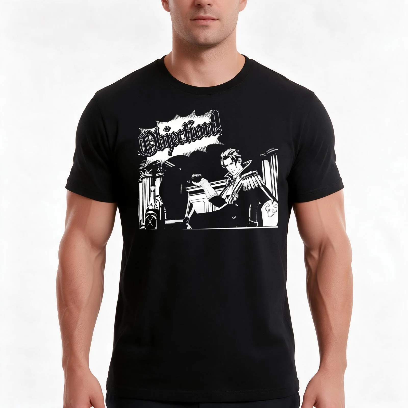 The Great Ace Attorney Chronicles Barok van Zieks Objection T-Shirt Summer Casual Cotton Tee Oversized Streetwear Tops