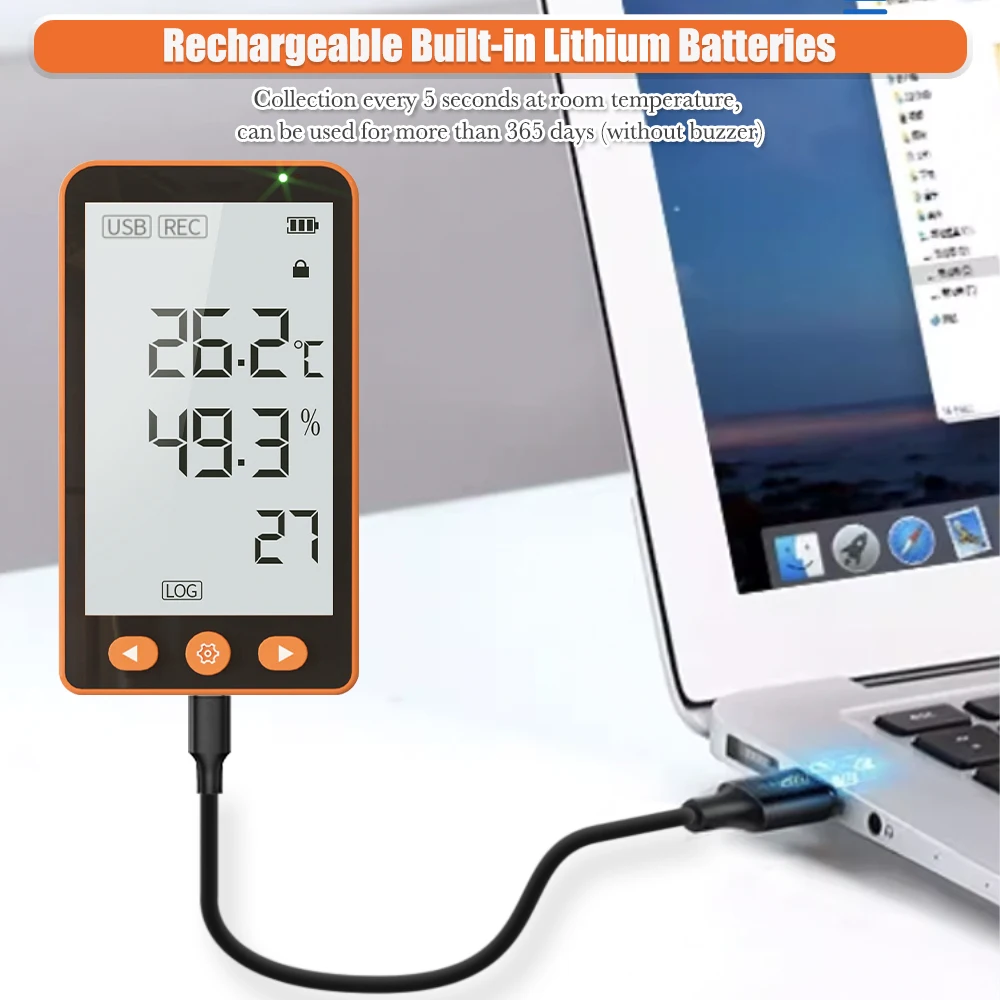 AIKESI GSP-80 Pro Extended Probe Real Time Monitoring Temperature and Humidity Data Logger Recorder With USB PDF Report