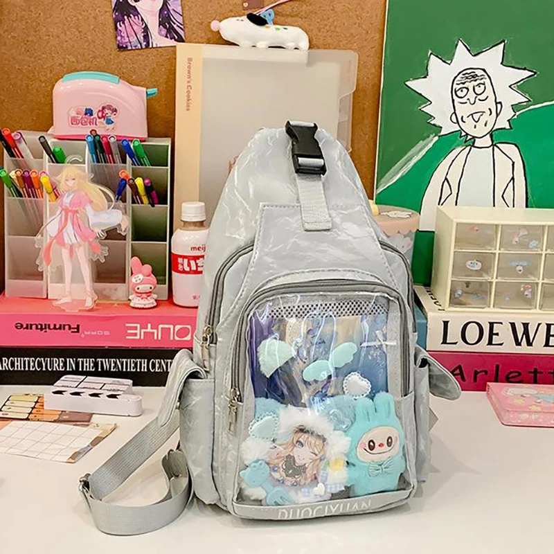 

HAEX Harajuku Backpacks Women 2025 Subculture DIY Anime Badge Ita Bags Aesthetic Clear Window Doll Show Mochilas Para Mujer