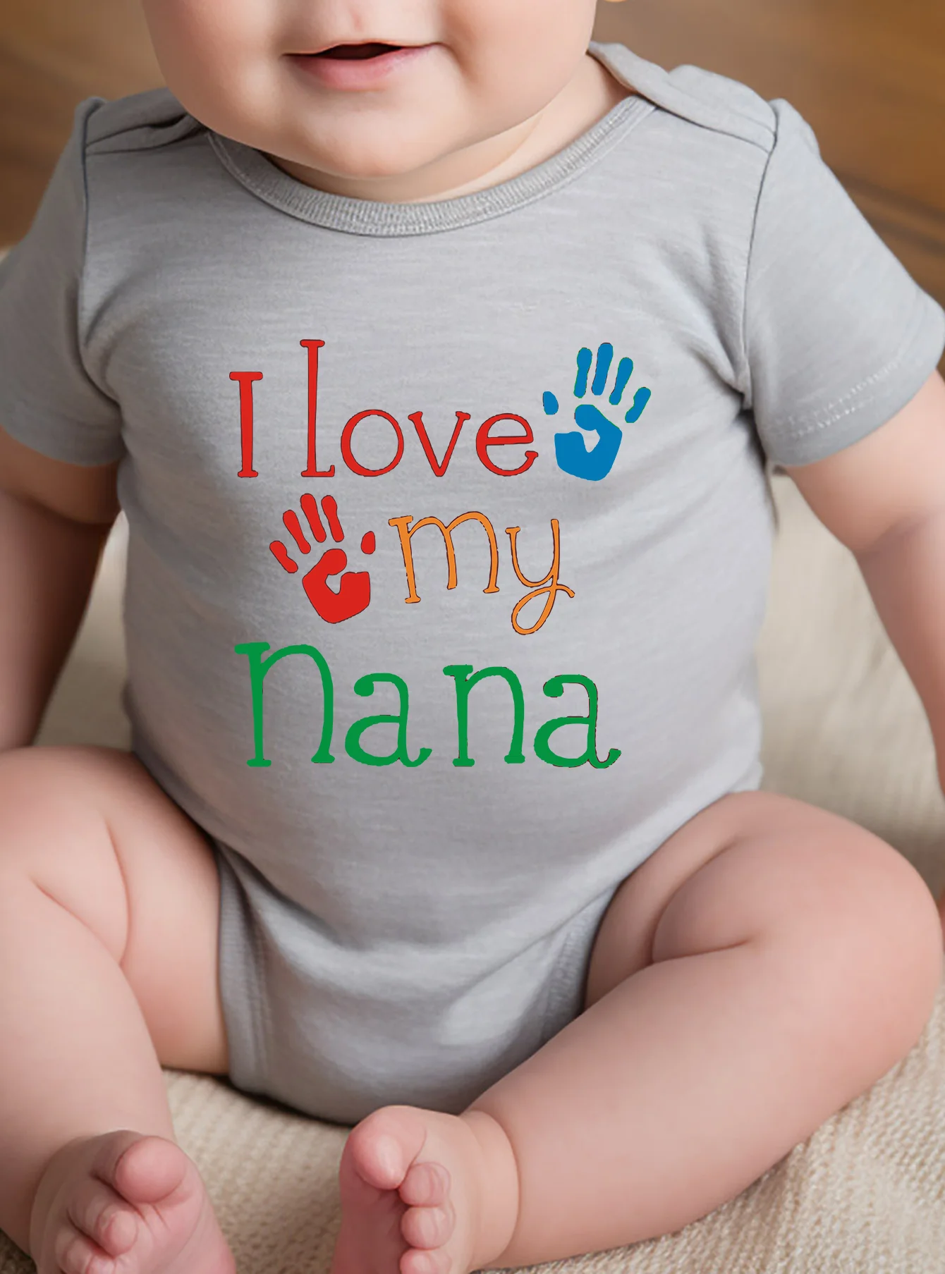 Toddler Baby Girl Boy Clothes Infant Bodysuit Rompers Fashion Newborn Short Sleeve Jumpsuit Harajuku I Love My Nana Printing