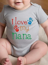 Toddler Baby Girl Boy Clothes Infant Bodysuit Rompers Fashion Newborn Short Sleeve Jumpsuit Harajuku I Love My Nana Printing